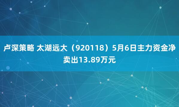卢深策略 太湖远大（920118）5月6日主力资金净卖出13.89万元