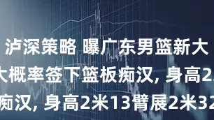 泸深策略 曝广东男篮新大外确定, 大概率签下篮板痴汉, 身高2米13臂展2米32