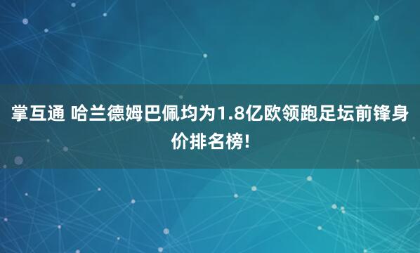 掌互通 哈兰德姆巴佩均为1.8亿欧领跑足坛前锋身价排名榜!